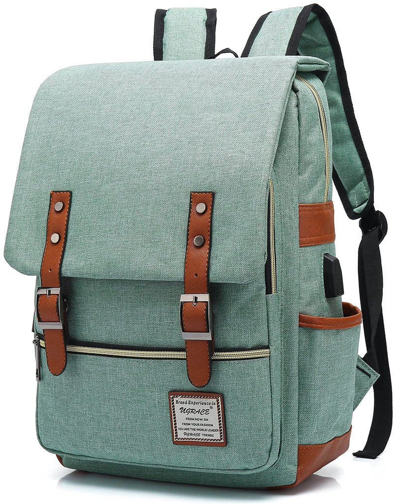 UGRACE Vintage Laptop Backpack with USB Charging Port, Water Resistant Travelling Backpacks College Bag for Men Women, Fits up to | Backpacks4Less