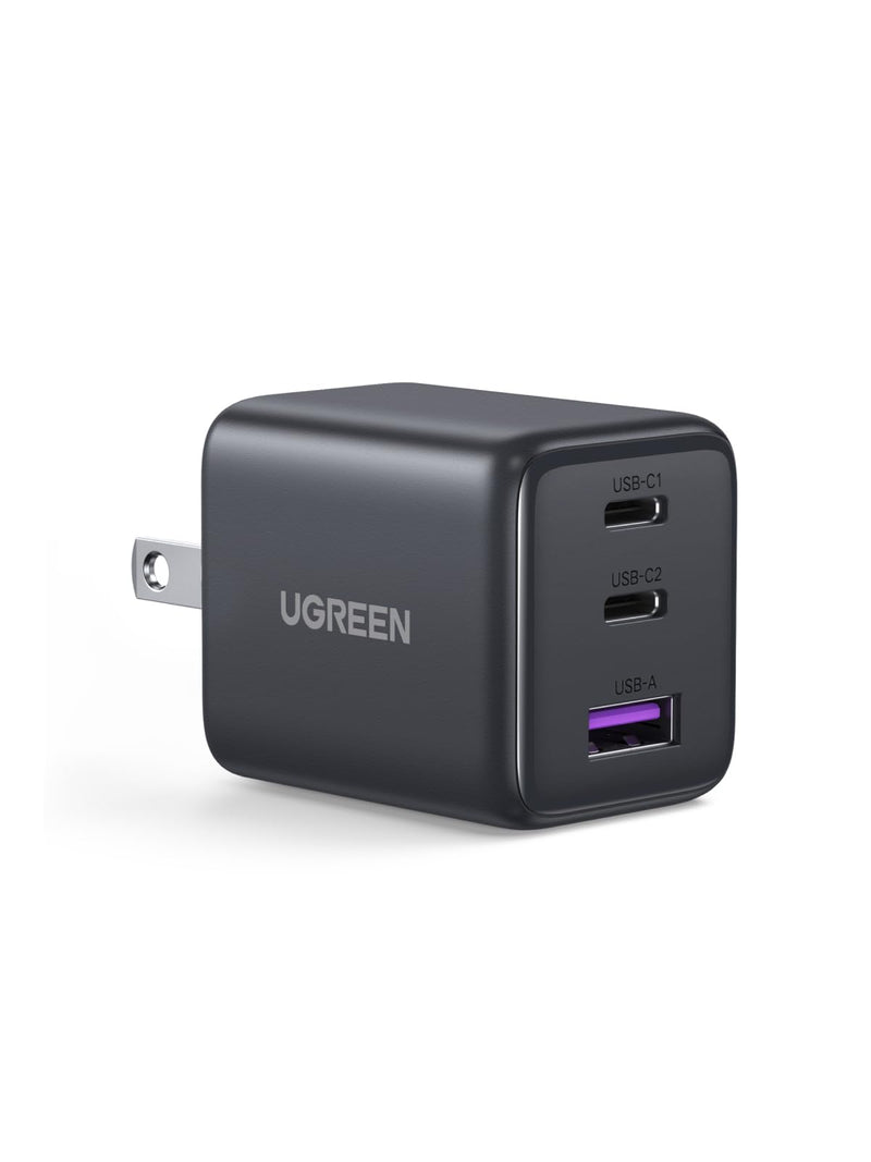 UGREEN 3 - Port 30W USB C Charger, GaN II Compact iPhone Charger Fast Charging, Type C Power Adapter for iPhone 17/16/15 Series, Galaxy S26/S25/24, iPad, MacBook, Matt Black