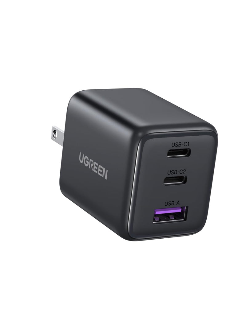 UGREEN 3 - Port 30W USB C Charger, GaN II Compact iPhone Charger Fast Charging, Type C Power Adapter for iPhone 17/16/15 Series, Galaxy S26/S25/24, iPad, MacBook, Matt Black