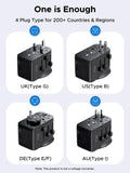 UGREEN 65W Max Universal Travel Adapter, International Power Adapter with 2 USB - C, 1 USB - A, European Travel Plug Suitable for DE/UK/US/AU and 200+ Countries, Travel Essentials, Black