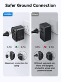 UGREEN 65W Max Universal Travel Adapter, International Power Adapter with 2 USB - C, 1 USB - A, European Travel Plug Suitable for DE/UK/US/AU and 200+ Countries, Travel Essentials, Black