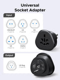UGREEN US Plug Travel Adapter, EU/UK/AU/JP/CN/NZ/PH to US (Type B), International to US Pin Converter, Power Outlet Charger, 200+ Countries Compatibility, 1 Pack