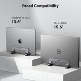 UGREEN Vertical Laptop Stand Holder for Desk Compatible with MacBook Pro, MacBook Air Stand Vertical Aluminum Adjustable for Up to 17.3 Inch Gaming Laptop, Gray