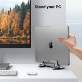 UGREEN Vertical Laptop Stand Holder for Desk Compatible with MacBook Pro, MacBook Air Stand Vertical Aluminum Adjustable for Up to 17.3 Inch Gaming Laptop, Gray