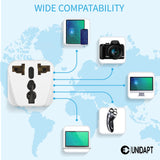 UK to US Travel Adapter, India to US Plug Adapter, Unidapt Adapters for USA, 2 - Pack, Plug Converter, USA Travel Adapter, EU to US with Dual Inputs, Universal to American Outlet Plug