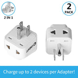 UK to US Travel Adapter, India to US Plug Adapter, Unidapt Adapters for USA, 2 - Pack, Plug Converter, USA Travel Adapter, EU to US with Dual Inputs, Universal to American Outlet Plug