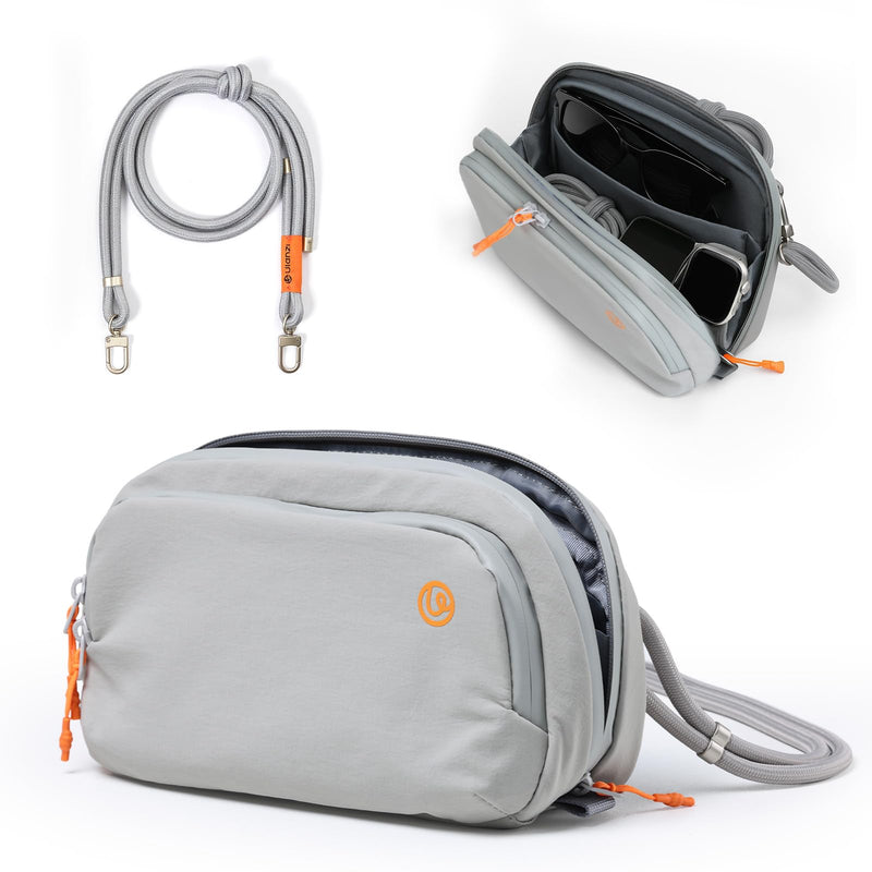 ULANZI YY08 Sling Bag Everyday Shoulder Bag for DJI Osmo Pocket 3/GoPro/Insta360 Action Cameras, Vlog Photography Crossbody Portable Bag Small Camera Case w Detachable Strap, 2L, Gray