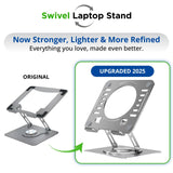 Uncaged Ergonomics Swivel Laptop Stand for Desk, Adjustable Computer iPad Stand for Desk w/ 360 Rotation, Portable Laptop Holder for Home Office Ergonomic Supplies