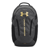 Under Armour Unisex-Adult Hustle 6.0 Backpack, (005) Black Full Heather/Black/Metallic Gold, One Size Fits Most