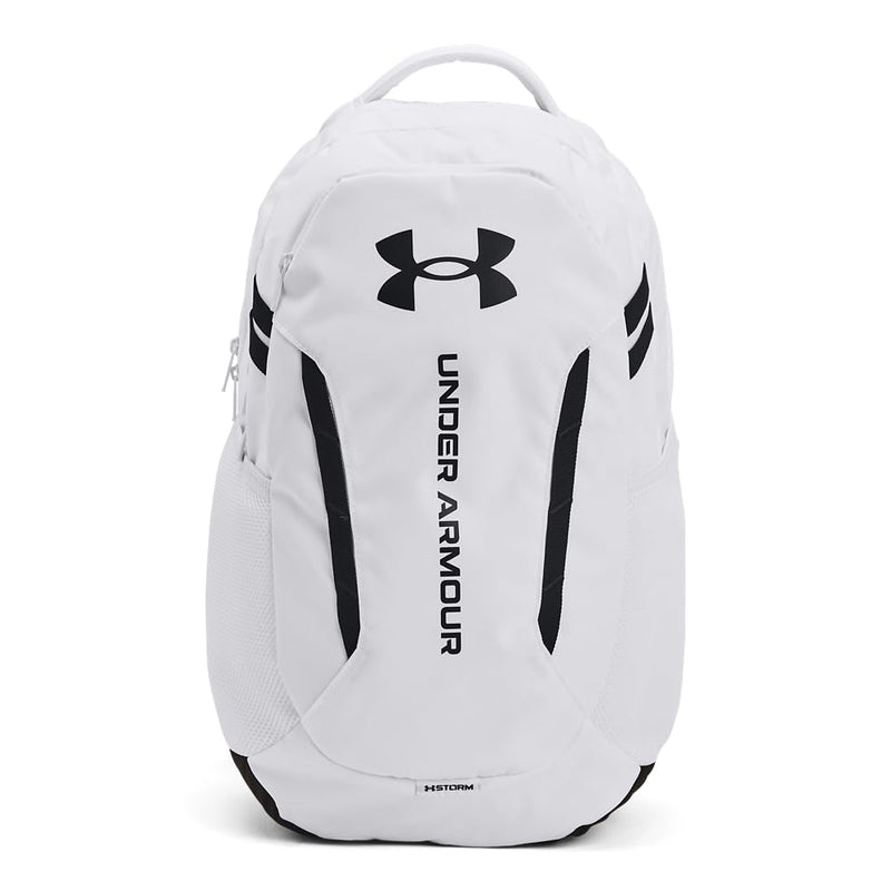 Under Armour Unisex - Adult Hustle 6.0 Backpack, (100) White/White/Black, One Size Fits Most