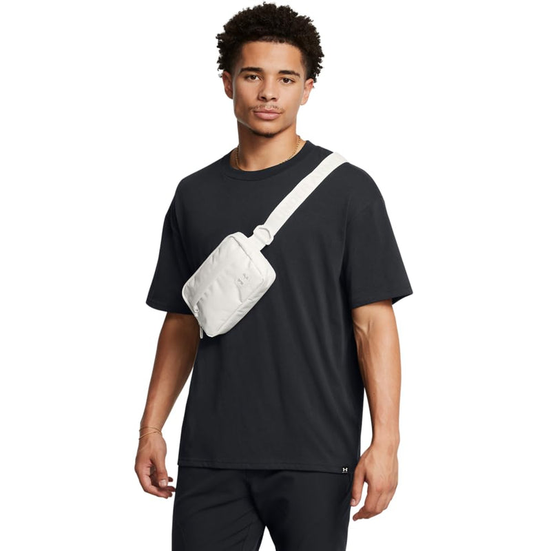 Under Armour Unisex - Adult Loudon Crossbody Waist Bag, (114) White Clay / / Metallic Gold, One Size Fits Most