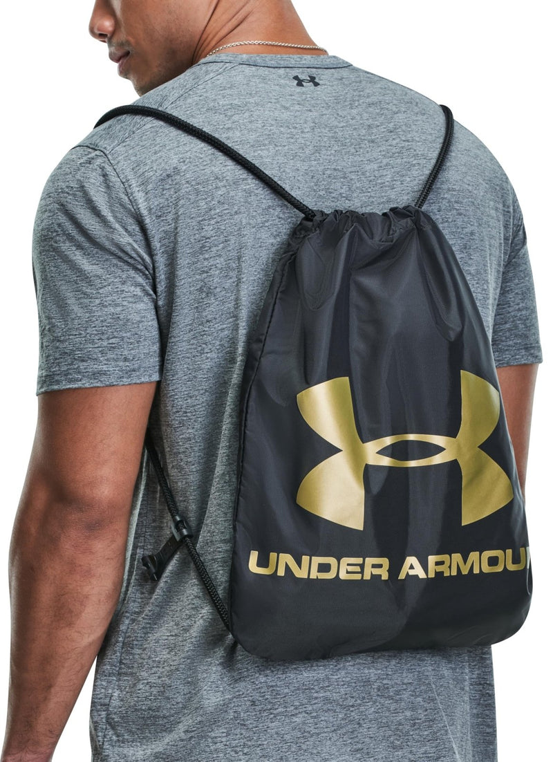 Under Armour Unisex - Adult Ozsee Sackpack , Black (010)/Metallic Gold , One Size Fits All