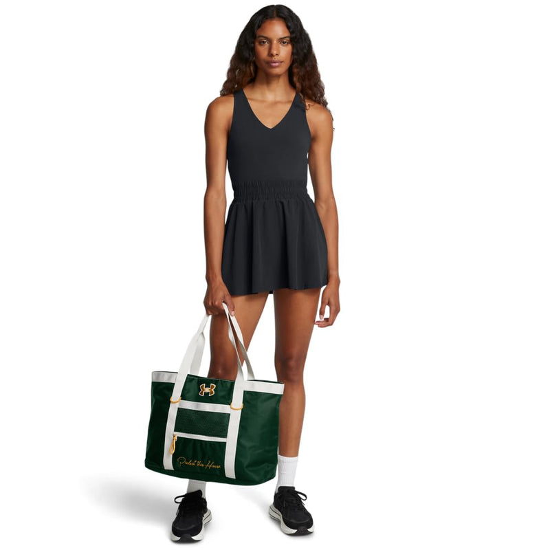 Under Armour Women's Essentials Tote Bag, (301) Forest Green/White Clay/Golden Yellow, One Size Fits Most