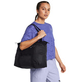Under Armour Womens Studio Packable Tote Bag, (001) Black / / Metallic Gun Metal, One Size Fits Most