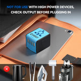 Unidapt Universal Travel Adapter, International Plug Adapter Fast 2,4A 4 - USB European Power Plug, AC Wall Charger - Worldwide Outlet for Europe US USA UK EU AUS, Blue