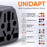 Unidapt US Travel Plug Adapter, EU,AU,UK,NZ,CN to USA (Type B), Grounded 3 Prong USA Wall Plug, EU to US Travel Adaptor Pin Converter, Power Outlet Charger (1 - Pack)