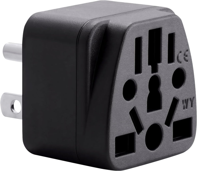 Unidapt US Travel Plug Adapter, EU,AU,UK,NZ,CN to USA (Type B), Grounded 3 Prong USA Wall Plug, EU to US Travel Adaptor Pin Converter, Power Outlet Charger (1 - Pack)