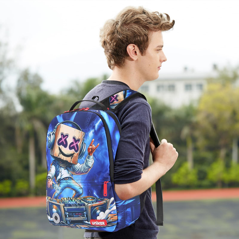 UNIKER Cool Adult Backpack Casual,Fashion Backpack X Eyes DJ,Hip Hop Casual Daypack,Designer Laptop Backpack for 15.6 Inch Laptop, Mochila