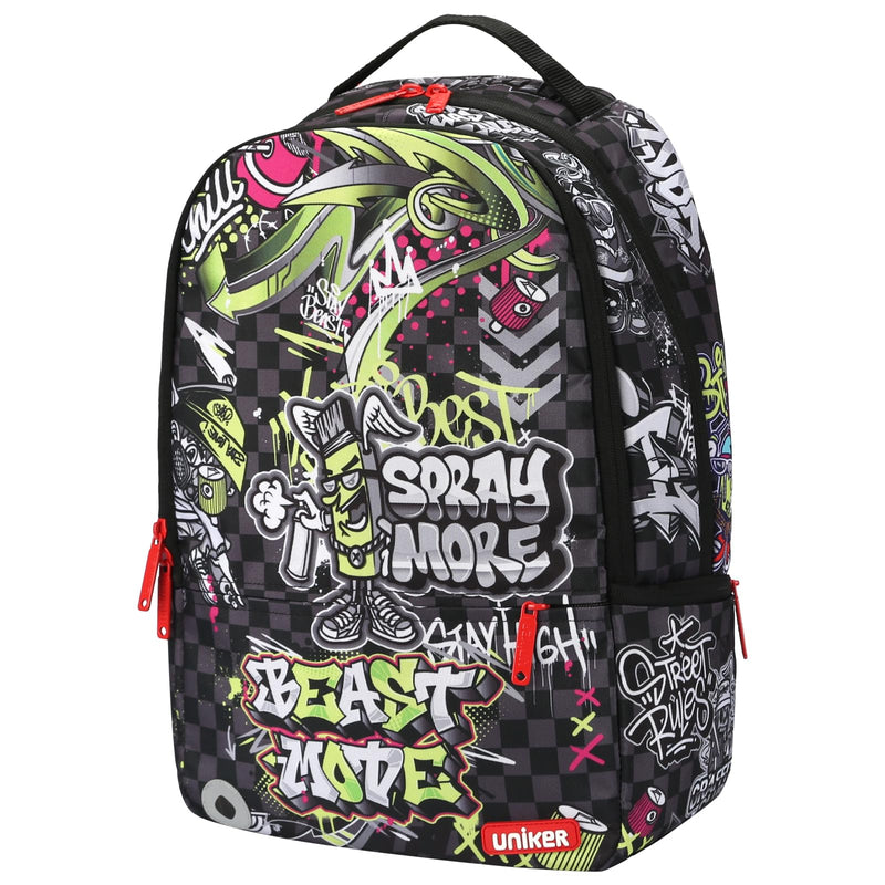 UNIKER Graffiti Backpack, Designer Laptop Backpack for 15.6 Inch Work,Water Resistant Backpack Computer Bag, BeastMode
