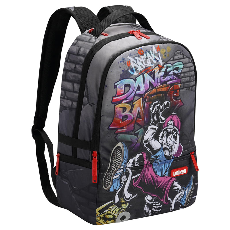UNIKER Graffiti Laptop Backpack for 15.6 Inch Laptop Work Travel, Designer Daypack Edgy College Backpack Computer Bag,Panda Break Dancer Hiphop
