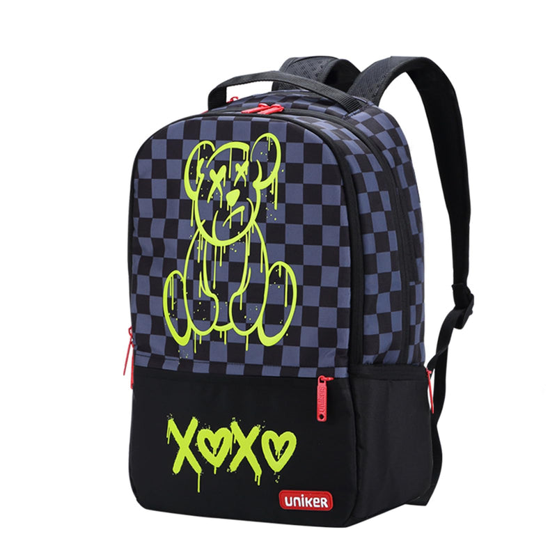 UNIKER Laptop Backpack for Boys,Graffiti Backpack for Men,Cartoon School Backpack,Designer Laptop Backpack for 15.6 Inch,Black Bear