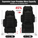 Unineovo 70L/100L Large Camping Hiking Backpack with Rain Cover, Waterproof Molle Rucksack Military Tactical Backpack, Lightweight Backpacking Daypack for Trekking Climbing Outdoor