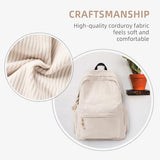 Unineovo School Backpack for Teens, Corduroy Bookbag with 6X Cute Pin Accessories, Lightweight High School College Laptop Bags, Women Travel Daypacks