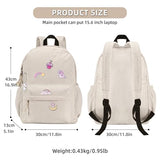 Unineovo School Backpack for Teens, Corduroy Bookbag with 6X Cute Pin Accessories, Lightweight High School College Laptop Bags, Women Travel Daypacks