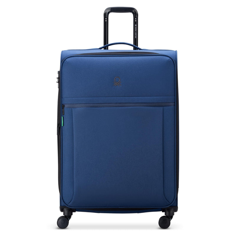 United Colors of Benetton Be Softside Expandable Luggage with Spinner Wheels, Faded Denim, Checked - Large 27 Inch