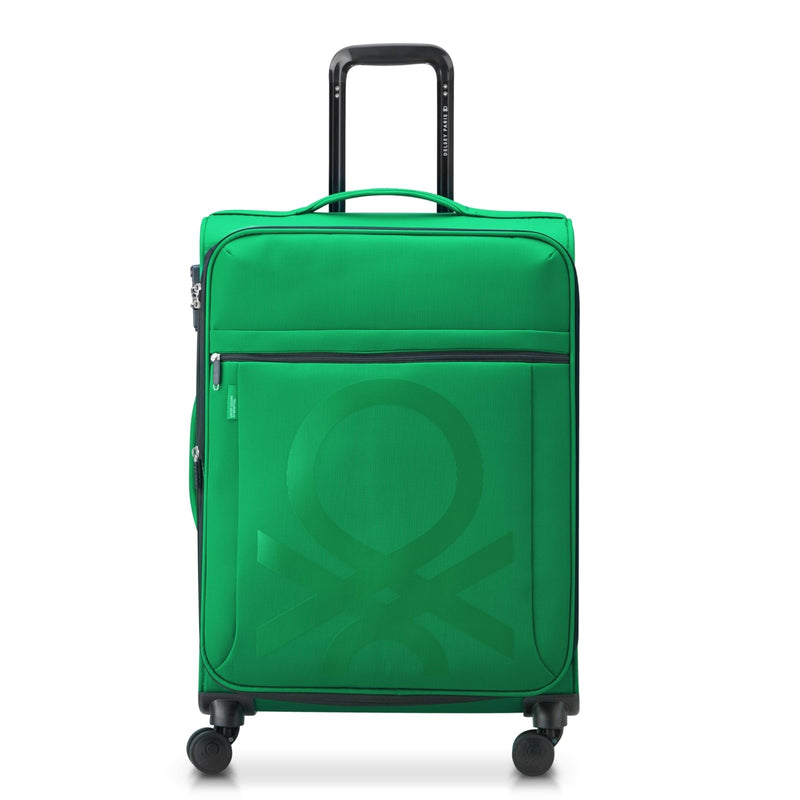 United Colors of Benetton Color Block Softside Expandable Luggage with Spinner Wheels, Green, Carry - On 19 Inch