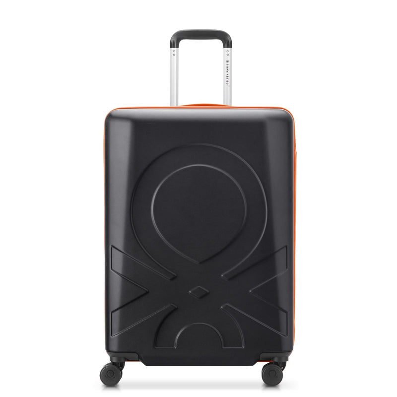 United Colors of Benetton Fabrica Hardside Luggage with Spinner Wheels, Black, Checked - Medium 23 Inch