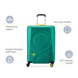 United Colors of Benetton Fabrica Hardside Luggage with Spinner Wheels, Black, Checked - Medium 23 Inch