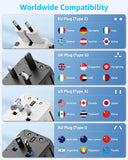 Universal Travel Adapter, International Travel Plug Adapter with 2 USB - C ＆ 2 USB - A Ports, with Extra 2 Prong AC Outlet All in One Portable Socket, for USA, UK, EU, AU ＆ 224+ Countries (White)