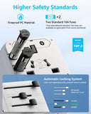 Universal Travel Adapter, International Travel Plug Adapter with 2 USB - C ＆ 2 USB - A Ports, with Extra 2 Prong AC Outlet All in One Portable Socket, for USA, UK, EU, AU ＆ 224+ Countries (White)
