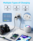 Universal Travel Adapter, International Travel Plug Adapter with 2 USB - C ＆ 2 USB - A Ports, with Extra 2 Prong AC Outlet All in One Portable Socket, for USA, UK, EU, AU ＆ 224+ Countries (White)