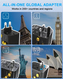 Universal Travel Adapter, PD 20W MAX International Power Adapter with 2 USB - C & 2 USB - A Ports, All - in - One Portable Travel Adapter, Worldwide Wall Charger for USA, UK, EU, AU, Travel Essentials (Black)