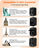Universal Travel Adapter Worldwide, European Travel Plug Adapter with 2 USB C, 2 USB A and Multi AC Outlets, International Power Converter All in One Universal Charger Power Adapter for EU US UK AUS
