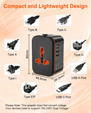 Universal Travel Adapter Worldwide, European Travel Plug Adapter with 2 USB C, 2 USB A and Multi AC Outlets, International Power Converter All in One Universal Charger Power Adapter for EU US UK AUS