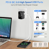 Universal Travel Adapter Worldwide, GaN Fast Charging with PD 3.0 USB - C & USB - A Quick Charge Ports, All - in - One International Power Plug Adapter Converter AC Wall Charger for Europe USA UK AUS Black
