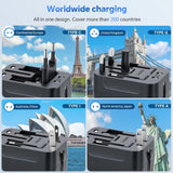 Universal Travel Adapter Worldwide, GaN Fast Charging with PD 3.0 USB - C & USB - A Quick Charge Ports, All - in - One International Power Plug Adapter Converter AC Wall Charger for Europe USA UK AUS Black