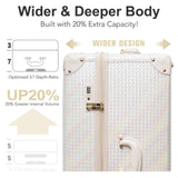 universal trotter 3 - Piece High - Capacity Lightweight Vintage PU Leather Luggage Set (20/24/28 Carry - on & Checked), Water - Resistant, 360° Spinner Wheels (Pearlescent Cloud)