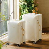 universal trotter 3 - Piece High - Capacity Lightweight Vintage PU Leather Luggage Set (20/24/28 Carry - on & Checked), Water - Resistant, 360° Spinner Wheels (Pearlescent Cloud)