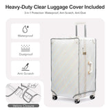 universal trotter 3 - Piece High - Capacity Lightweight Vintage PU Leather Luggage Set (20/24/28 Carry - on & Checked), Water - Resistant, 360° Spinner Wheels (Pearlescent Cloud)