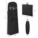 Univivi Wedding Dress Travel Bag for Airplane, Extra Long Wedding Gown Garment Bag with Accessory Pockets, 72 Inch Trifold Heavy Duty Dress Bags for Gowns for Travel and Closet Storage (Black)