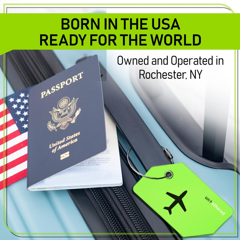 Untethered 4 - Pack Luggage Tag Set | Durable Luggage Tags for Suitcases & Travel Bags | Bag Tag & Name ID Identifiers | Suitcase Tags for Easy Luggage Identification