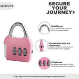 UP Security Small Combo Lock, 3 Code Combination Padlock, Travel Safe Mini Suitcase Luggage Locks, Portable Small Locker Lock for Tool Box, Bag, Backpack Zipper, Diary (Pink+Blue, 2 - Pack)