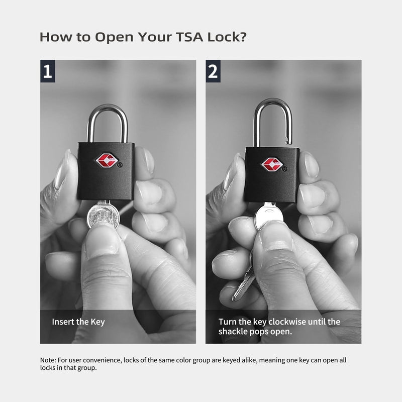 UP Security TSA Locks for Luggage with Keys, Travel Luggage Locks TSA Approved 4 Pack, Small Padlock with Key, Keyed Alike Mini Padlock for Suitcase, Backpack, Bag, Zipper, Case, Box, Small Locker