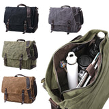 [Upgraded] Vintage Messenger Bag, 15.6 Inch Laptop Crossbody Shoulder Bags, Heavy Water - resistant Canvas Satchel for Men