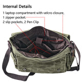 [Upgraded] Vintage Messenger Bag, 15.6 Inch Laptop Crossbody Shoulder Bags, Heavy Water - resistant Canvas Satchel for Men