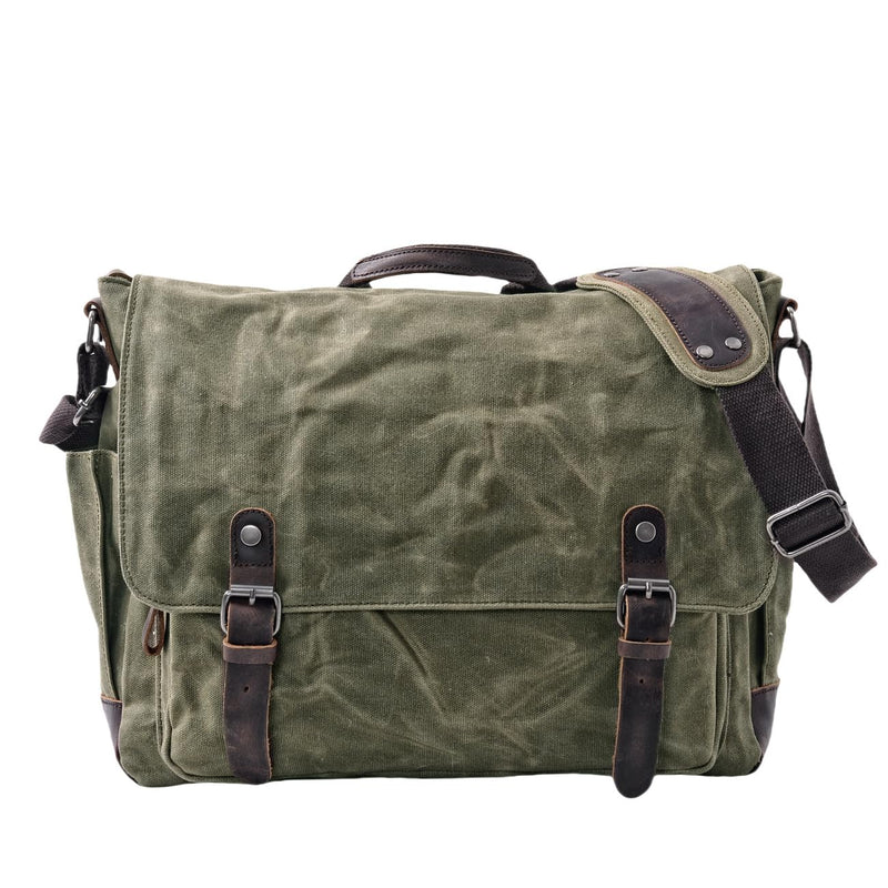 [Upgraded] Vintage Messenger Bag, 15.6 Inch Laptop Crossbody Shoulder Bags, Heavy Water - resistant Canvas Satchel for Men